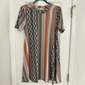 BCBGeneration Women's Medium Geometric Optic Print Stretch Mini Swing Dress